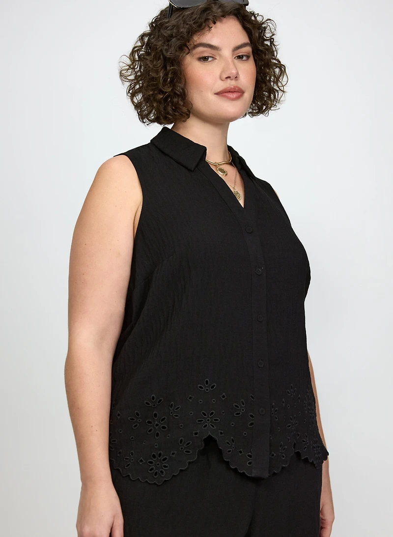 Sleeveless Eyelet Detail Blouse