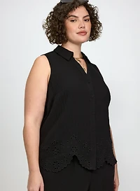 Sleeveless Eyelet Detail Blouse