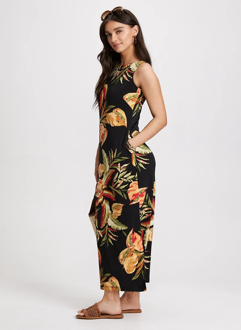Robe maxi à motif tropical