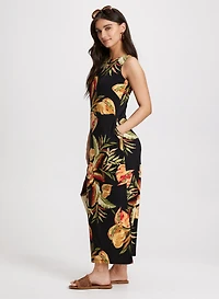 Robe maxi à motif tropical