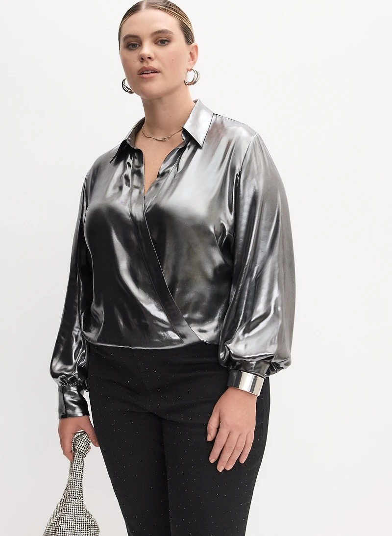 Melanie Lyne - Metallic Long Sleeve Blouse