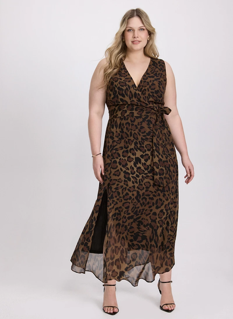 Robe en chiffon à motif léopard