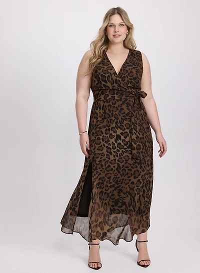 Robe en chiffon à motif léopard