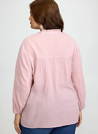 Blouse brodée en mélange de coton