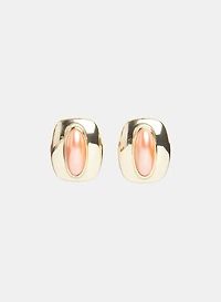 Pearl Stone Button Earrings