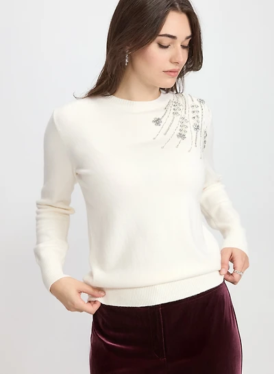 Beaded Crystal Embellished Sweater