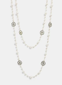 Rosette Inset Pearl Necklace