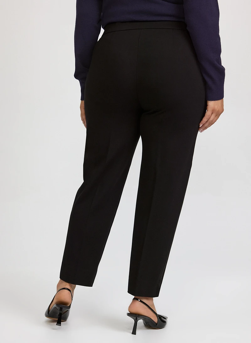 Sofia Metallic Stitch Slim-Leg Pants