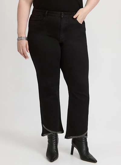 Joseph Ribkoff - Embellished Hem Flare-Leg Jeans
