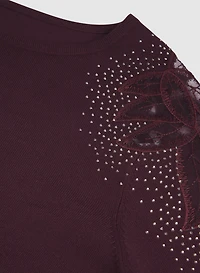 Pull à manches transparentes pierres
