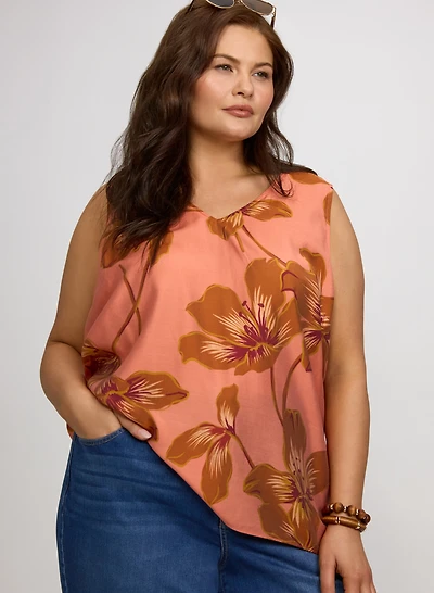 Blouse florale sans manches
