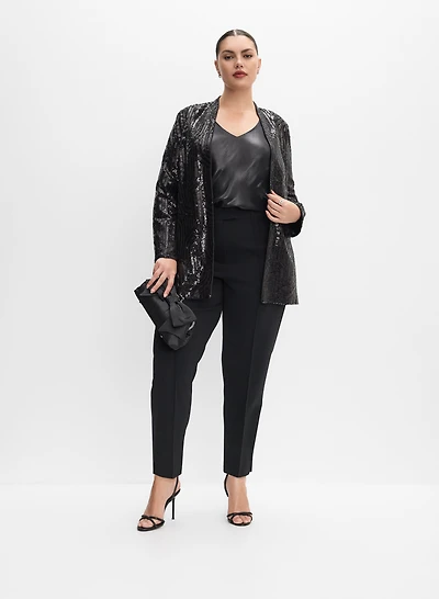 Melanie Lyne - Veste ouverte à paillettes et pantalon Giselle à bande élastique