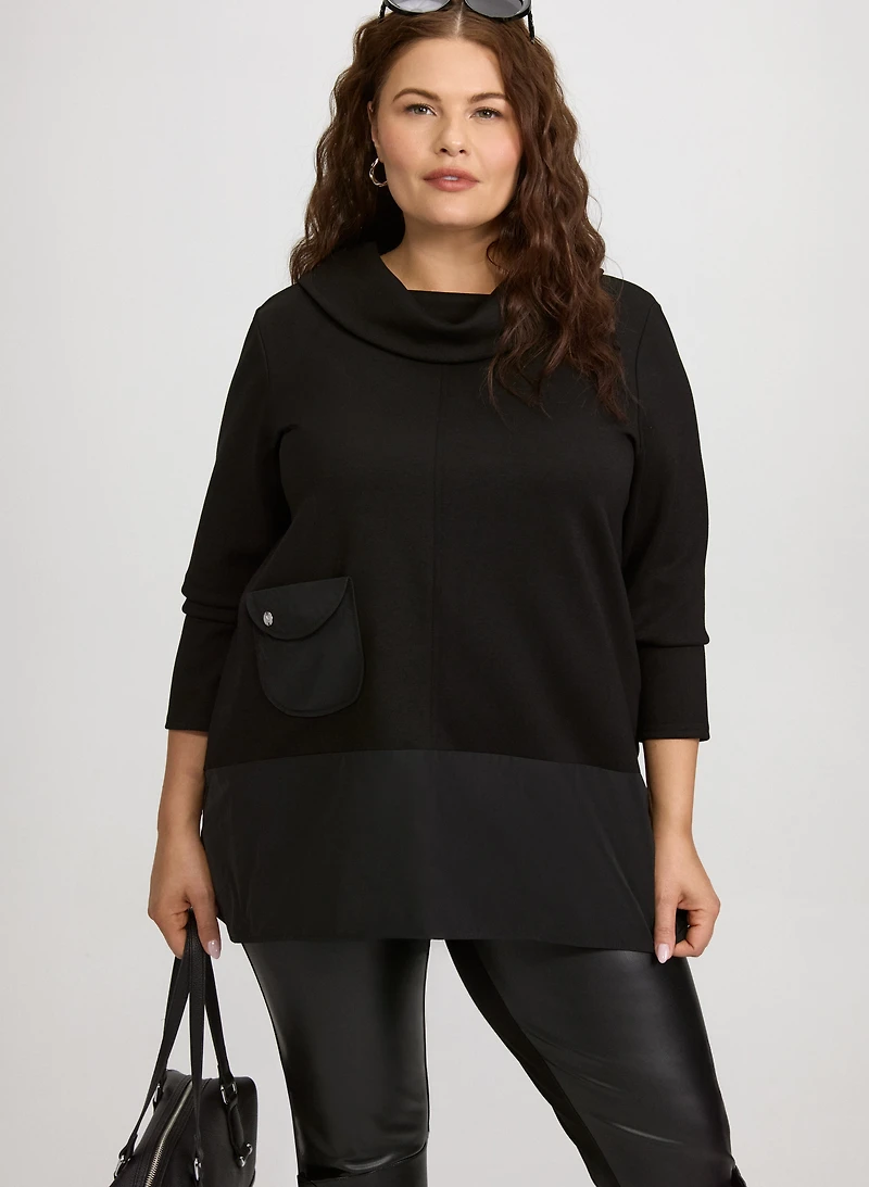 Joseph Ribkoff - Nylon Detail Cowl Neck Top