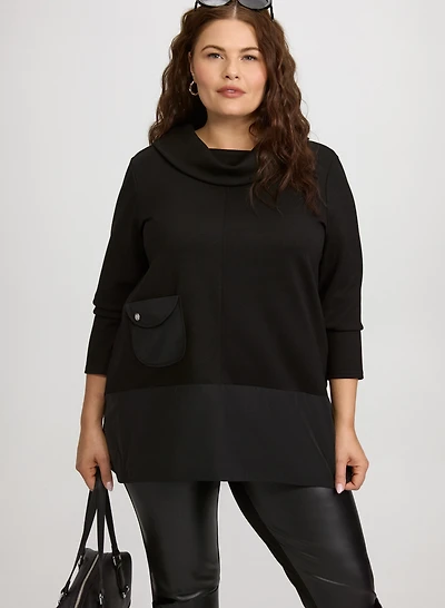 Joseph Ribkoff - Nylon Detail Cowl Neck Top