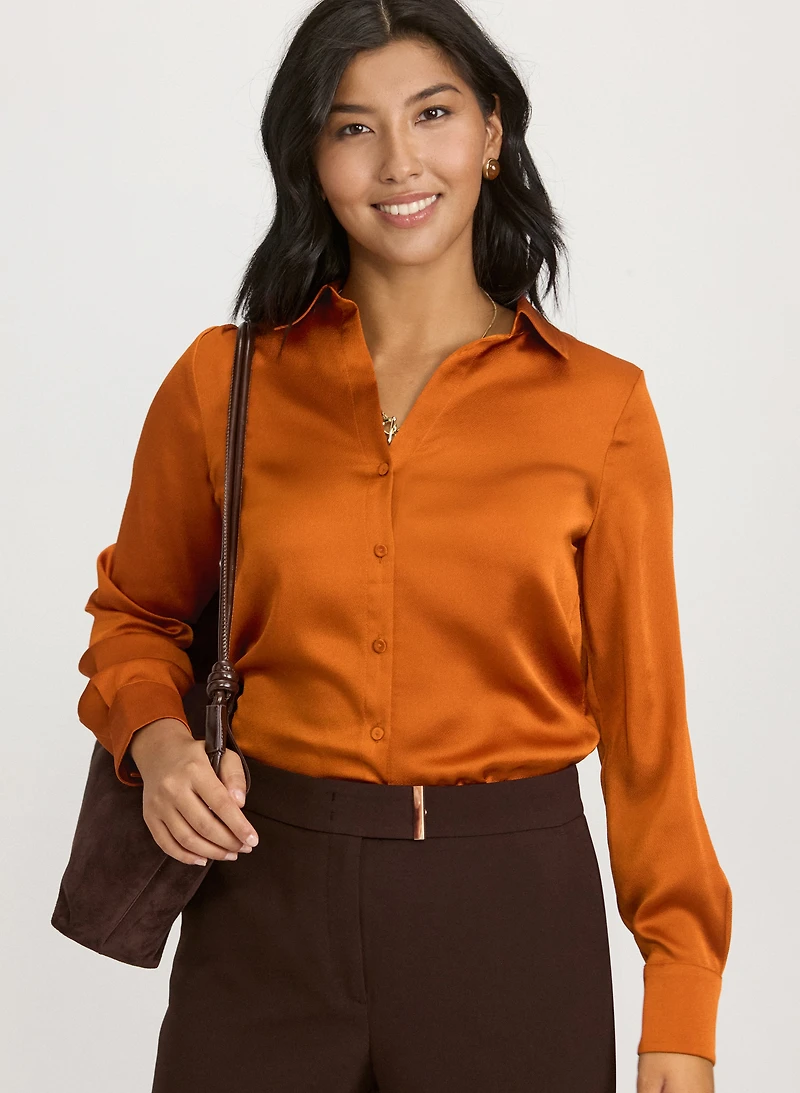 Satin Button-Down Blouse