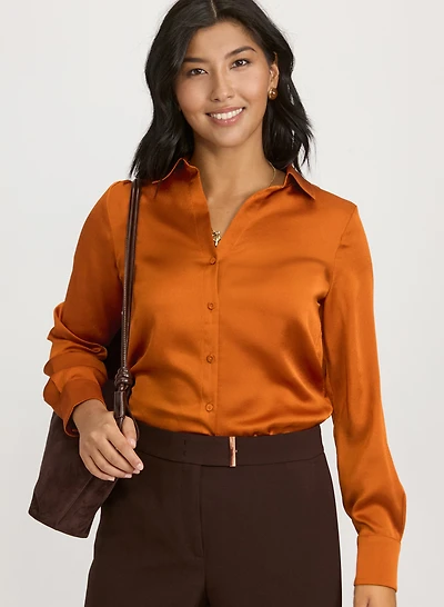 Satin Button-Down Blouse