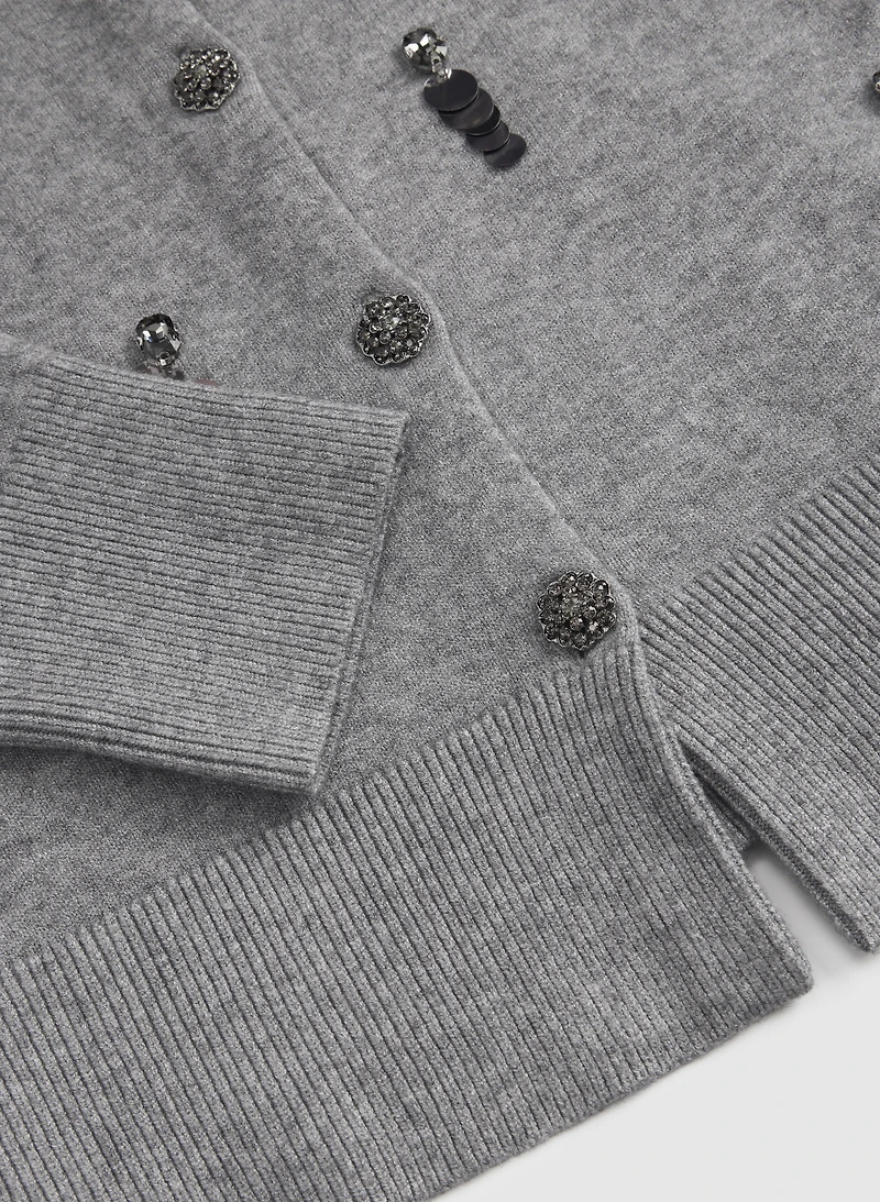 Embellished Jeweled Button Cardigan