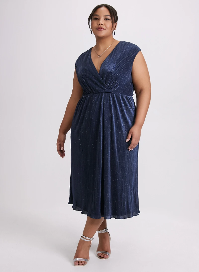 Robe plissée en tricot scintillant