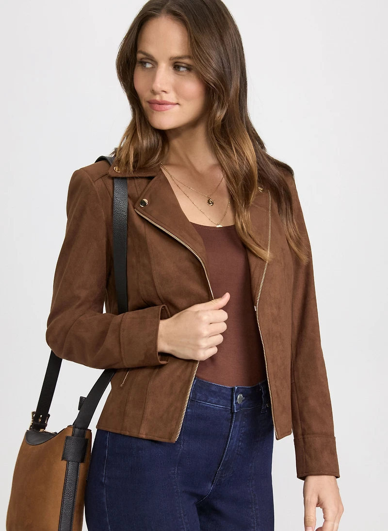 Veste en faux suède à fermeture éclair