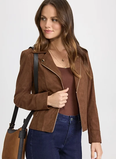 Veste en faux suède à fermeture éclair