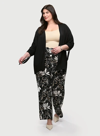 Cascade-Front Cover Up & Floral Wide Leg Pants
