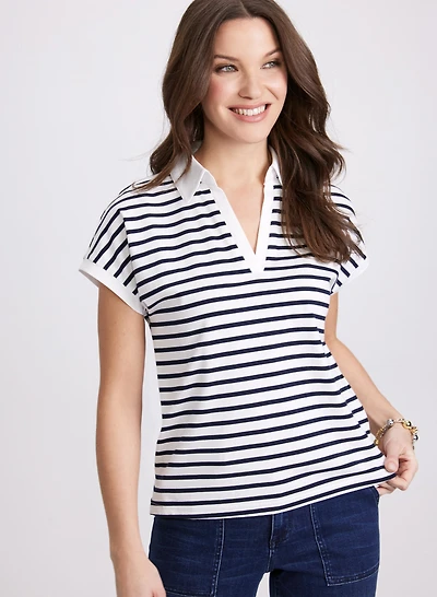 Stripe Cap Sleeve T-Shirt