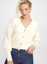 Jeweled Button-Down Cardigan