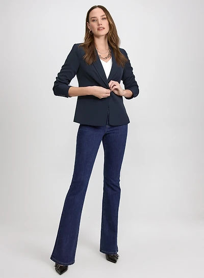 Signature Single-Breasted Blazer & Flare-Leg Jeans