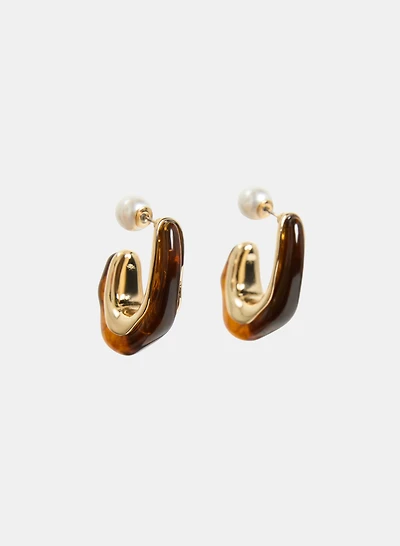 Boucles d'oreilles en anneaux en résine marbrée