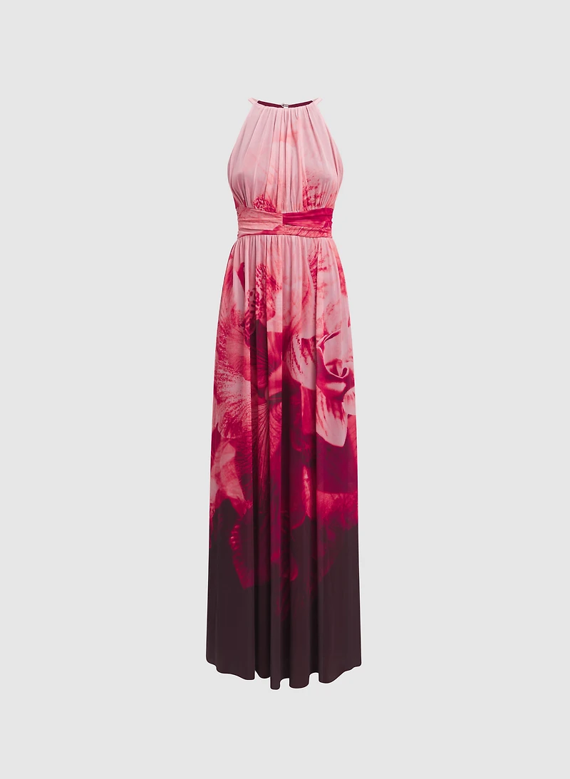 Robe à motif floral effet dégradé