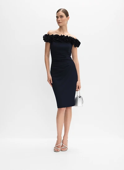 Rosette Off-The-Shoulder Dress