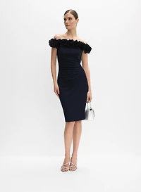 Rosette Off-The-Shoulder Dress