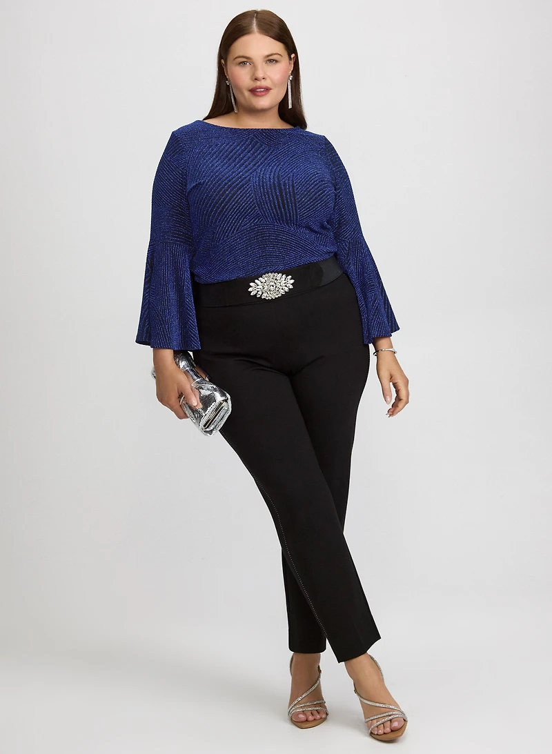 Haut en jacquard métallique et pantalon Sofia orné de cristaux