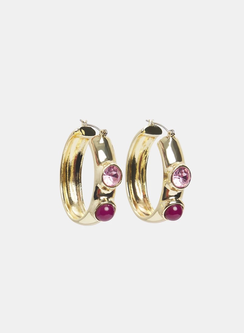 Stone Hoop Earrings