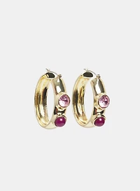 Stone Hoop Earrings