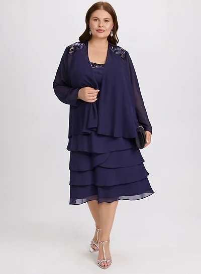 Ensemble à veste et robe en chiffon