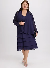 Ensemble à veste et robe en chiffon