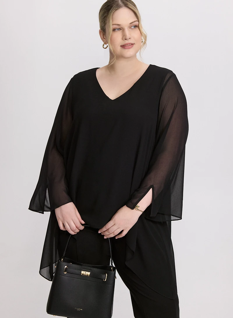 Blouse style poncho en chiffon