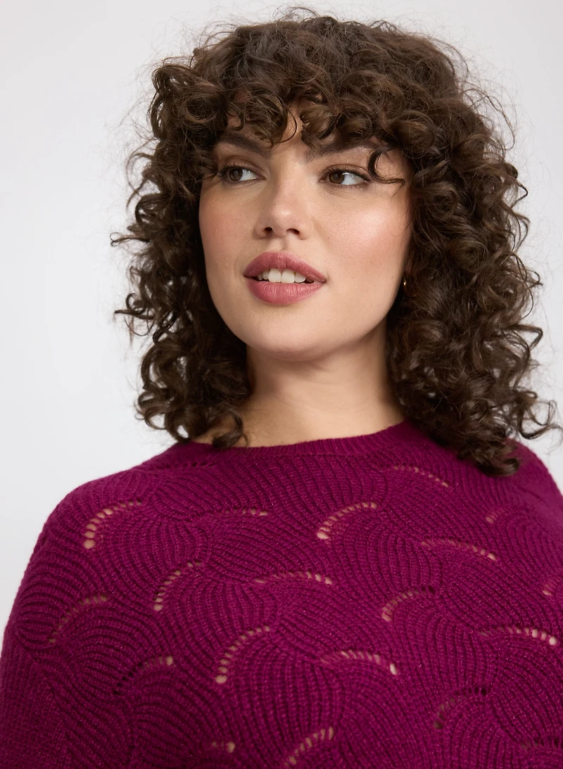 Open Knit Metallic Sweater