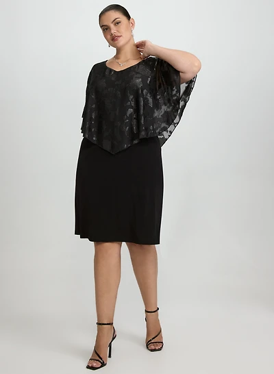 Floral Capelet Overlay Dress