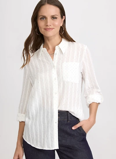 Embellished Shadow Stripe Blouse