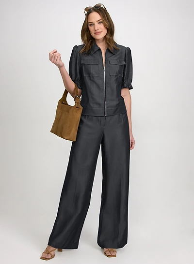 Short Sleeve Lyocell-Denim Jacket & Olivia Pants