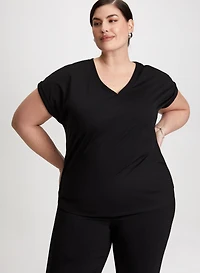 T-shirt à manches cape et encolure en V