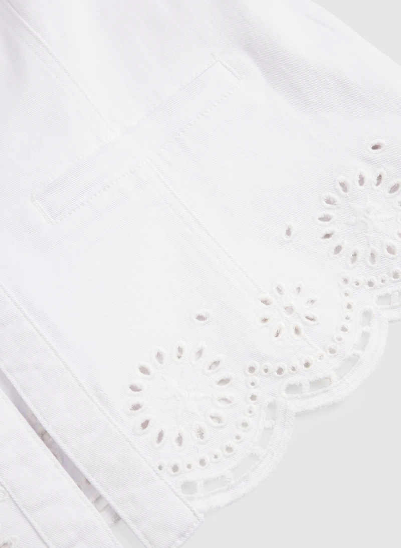 Embroidered Hem Denim Jacket