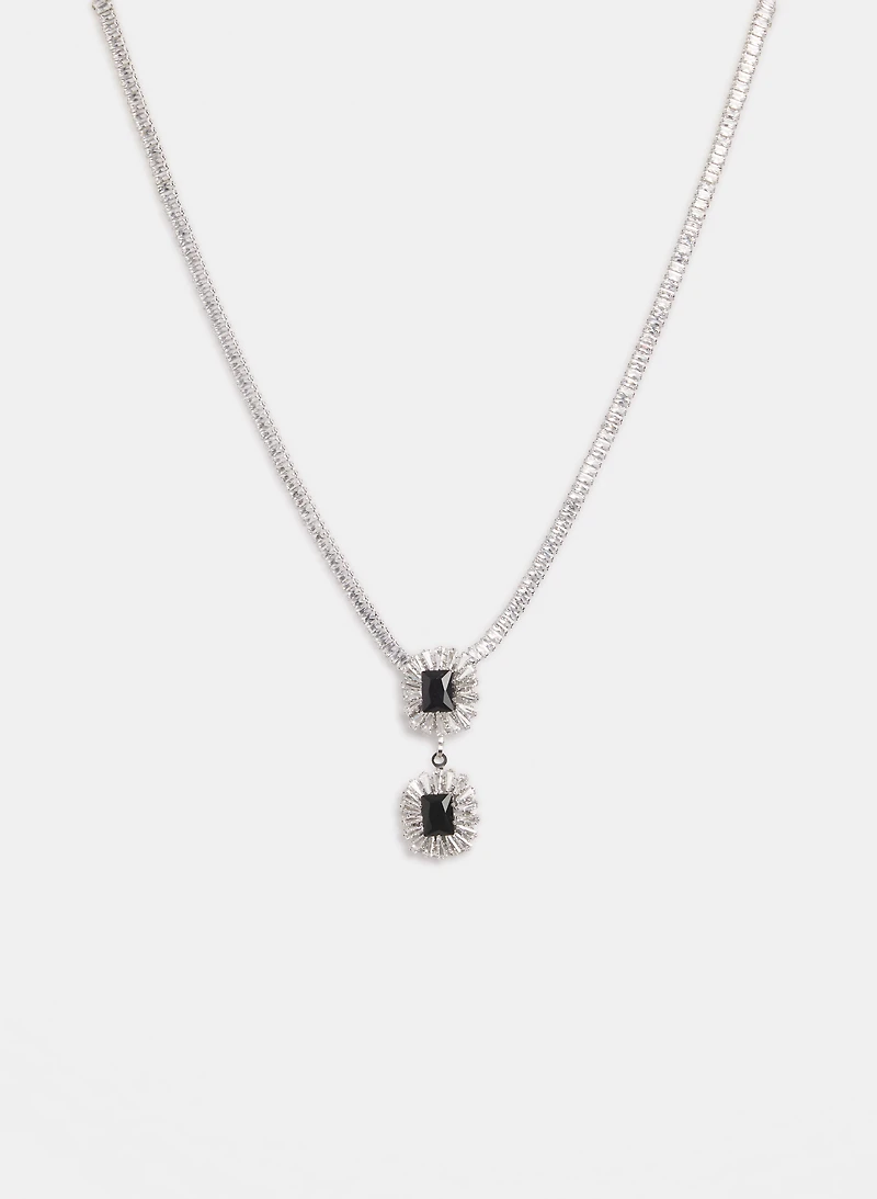 Two-Tier Crystal Pendant Necklace