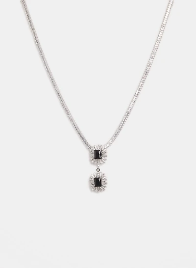 Two-Tier Crystal Pendant Necklace