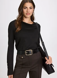 Embellished Cowl Neck Top
