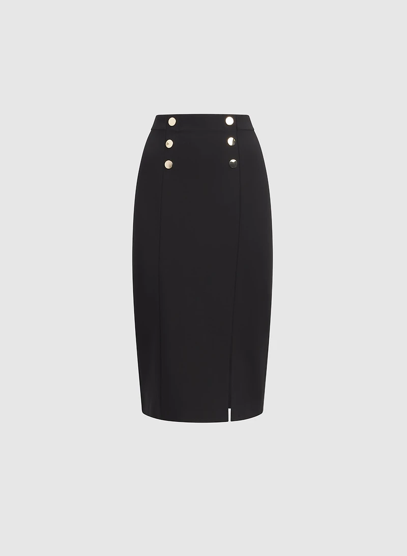 Button Detail Pencil Skirt