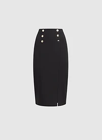 Button Detail Pencil Skirt