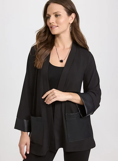 Vegan Leather Trim Top